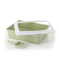 Bac à litière rectangulaire Semi-fermé pour chat, litière, toilette en plastique, avec pelle, bac à litière, pour animaux de compagnie