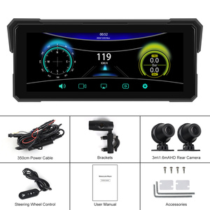 กล้องติดรถมอเตอร์ไซค์ Podofo ขนาด 8.1 นิ้ว แบบพกพา รองรับ Wireless Carplay และ Android Auto พร้อมกล้องหน้า-หลัง ตรวจจับแรงดัน ระบบ Autoradio วิทยุติดรถยนต์ - Product Image 6