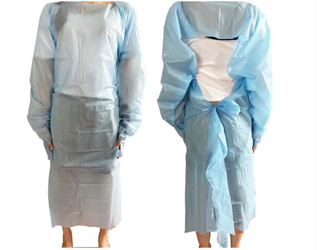 AAMI Level 3 Disposable Medical Apron Waterproof CPE Surgical with Long Sleeves Plastic Gown