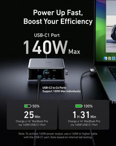 Anker Prime şarj cihazı, 250W GaN Prime USB C şarj istasyonu, Ultra hızlı 6 portlu, 2.26 "LCD ekran ve akıllı kontrol kadranı - Product Image 4
