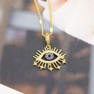 Collana NZ1710 vintage placcata oro 18 carati con occhio turco, occhio di Horus, zirconi cubici, occhio diabolico, gioiello protettivo da donna. - Product Image 6