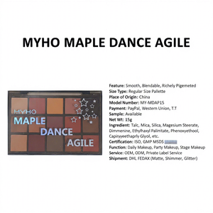 Nueva Paleta de Sombras de Ojos Mineral de 15 Colores Maple Dance Dynamic, Tonos Tierra, Brillante, Mate, Satinado, Glitter, Gran Formato, Estilo Europeo - Product Image 3