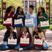 Sac fourre-tout en toile pour femme, tendance, avec motifs et logos des universités afro-américaines (HBCU), excellent rapport qualité-prix, vente en gros