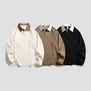 Schweres POLO Shirt Herren Frühling Langarm T-Shirt Loose Bottom ing Shirt American Trend Sweater Paar übergroß