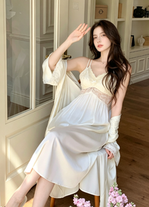 Set Loungewear Due Pezzi in Raso Francese di Poliestere da Donna, Senza Colletto, a Maniche Lunghe, Leggero, Stile Vintage Palazzo Autunnale - Product Image 4