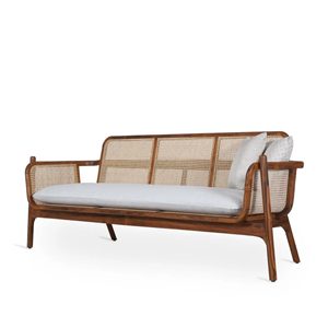Sofá contemporáneo de madera de acacia de 3 plazas para uso en interiores y exteriores, patio, balcón, sala de estar y muebles de jardín. - Product Image 2