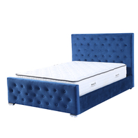 Meubles de chambre à coucher modernes en tissu de luxe cadre de lit Queen Size cadre de lit plate-forme tête de lit cadre de lit en tissu rembourré en velours