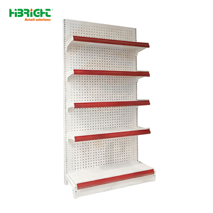 מדפי גונדולה ממתכת לסופרמרקט, מדף תצוגה לבן חד צדדי, זול, מסין, לחנויות סיטונאיות - Product Image 5