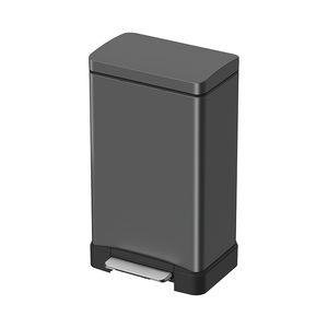 Cubo de Basura Rectangular Gris Moderno con Pedal, Cierre Suave, Metálico, para Cocina, Baño, Oficina, Eliminación de Residuos - Product Image 1