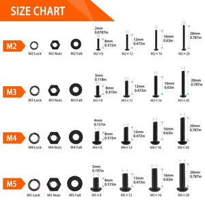 Black Pan Head Hex Screws Set 1625pcs <b>With</b> Nuts Washers <b>Tool</b> <b>Box</b> DIN912 Alloy Steel Standard Use - Product Image 1