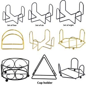Đế lót ly lưu trữ giá thép đứng vàng đen sắt Kệ gốm Coaster Set đóng gói thép chủ đứng - Product Image 2