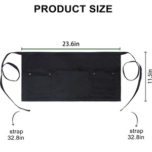 Tablier unisexe en polycoton avec 5 poches pratiques, tablier court durable adapté au personnel de cuisine, aux baristas et aux services de restauration - Product Image 5