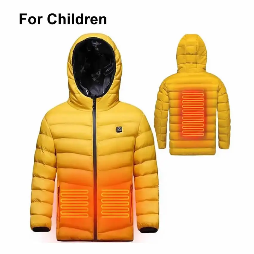 겨울 야외 스포츠 가열 퍼프 재킷 방수 충전식 배터리 어린이를위한 조정 가능한 따뜻한 온열 의류