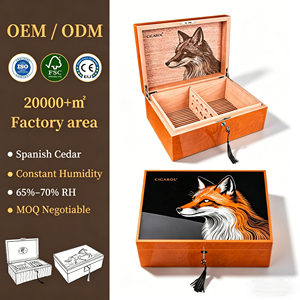 Hochwertiger Luxus-Zigarrenhumidor aus spanischem Zedernholz mit Klavierlack-Finish, tragbar für 70 Zigarren, anpassbare Markengestaltung. - Product Image 1