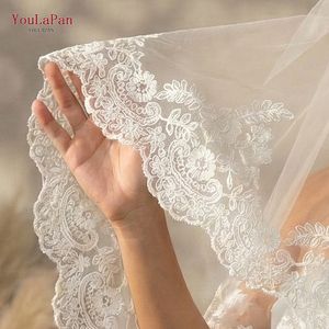 YouLaPan Velo de novia elegante de tul suave con apliques de encaje, velo de boda corto para dama de honor, accesorios para el cabello de boda <span class=keywords><strong>M169</strong></span> - Product Image 6