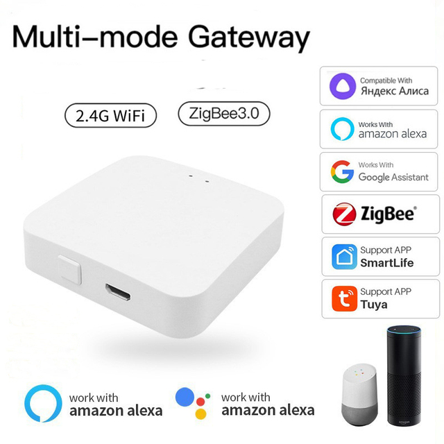 ZigBee 3.0 Smart Multi-mode Gateway Tuya Smart App WiFi BLE Mesh Hub Switch Work with Alexa Google Home Voice Control
