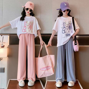 Ensemble de T-shirts en Coton à Manches Courtes pour Filles, Nouvelle Collection Été 2026, Vêtements pour Enfants avec Lettres de Dessins Animés - Product Image 2