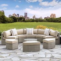 Ensemble de canapés en rotin plastique de style méditerranéen, chaises semi-circulaires personnalisées en corde - Multifonctionnel pour patios, salons extérieurs, terrasses