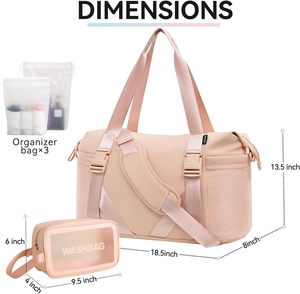 Free sample Multifunctional Lady's Zipper Closure <b>Travel</b> <b>Handbag</b> Short Distance Foldable Waterproof Dry Wet Separation Yoga Bag - Product Image 5