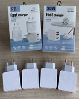 Chargeur de téléphone Android à charge rapide PD QC avec câble, prise OEM EU/US/UK, adaptateur 3 broches, 2 ports USB + Type-C, électrique