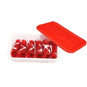 Rectangular PET PP Plastic Trays Disposable Cold Storage Fast Food Container White Fresh Meat Packaging box