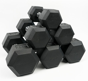 <span class=keywords><strong>Haltères</strong></span> hexagonaux en gros d'usine 5KG 10KG 15LB 20LB, revêtement caoutchouc, poids fixe, équipement de fitness pour salle de sport - Product Image 1