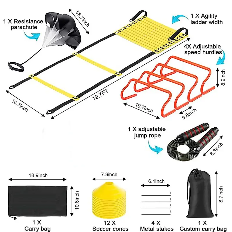 ZONWINXIN vendita calda Speed Agility Training Set Kit coni scaletta attrezzature per il Fitness esercizi sport Speed football Training