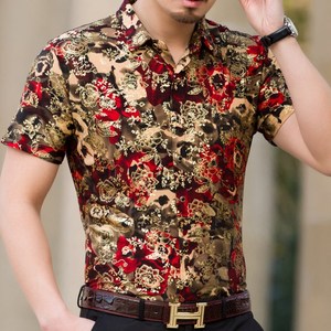 Camicia estiva a fiori a maniche corte nuova camicia da uomo in seta di ghiaccio con stampa floreale camicia da uomo senza stiratura a mezza <span class=keywords><strong>manica</strong></span> Casual - Product Image 6