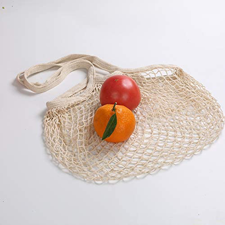 Custom Eco Friendly Recyclable 100% Cotton Shopping Tote Net Mesh Bags for Foods Fruit Vegetable