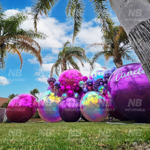 Adornos Navideños Dorados, Bolas Inflables Decorativas para Exteriores, Esferas de Espejo Personalizadas, Bola de Espejo Iridiscente Dorada para Navidad - Product Image 6