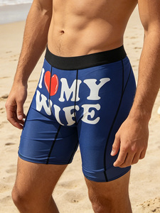 Men's I Love My <strong>Wife</strong> Letter Heart Print Long Boxer Briefs Soft Stretch Anti-Chafing Mid Waist Funny Gift Male Sports <strong>Underwear</strong> - Product Image 1