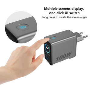 100W Charger GAN Smart Display Type-C Multi-port Fast Charging EU Plug Compatible with Mobile Phones Laptops and Power <strong>Adapters</strong> - Product Image 5