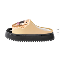 Chaussons d'intérieur unisexes personnalisables en lin EVA antidérapants à bout ouvert et semelle plate