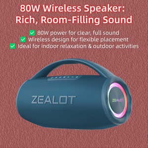 ZEALOT S97 Altoparlante Impermeabile IPX6 con Luce LED RGB, Alta Potenza 80W, per Uso Esterno e Domestico, Wireless a Batteria - Product Image 1