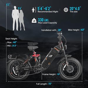 Bicicleta Eléctrica de Alta Velocidad Eahora Juliet 2 con Motor de 250W 72V y Frenos de Disco Hidráulicos para Adultos - Product Image 5