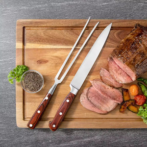 2pcs thép không gỉ khắc dao ngã ba đặt slicing <span class=keywords><strong>Knife</strong></span> với gỗ xử lý <span class=keywords><strong>BBQ</strong></span> thép không gỉ Bếp <span class=keywords><strong>Knife</strong></span> <span class=keywords><strong>Set</strong></span> - Product Image 4