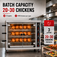 Rôtissoire à poulet à trois broches robuste pour shawarma et kebab, destinée aux fournisseurs d'équipements de cuisine pour la restauration de cuisine orientale