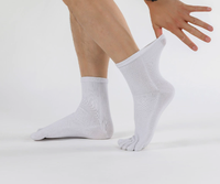Chaussettes mi-mollet cinq doigts pour hommes, respirantes, absorbant la transpiration, en coton, pour la course, avec orteils séparés, soutien tricoté pour l'été