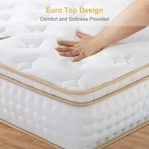 AIDI Free Sample 8-12 Inch Queen Mattress Gel Infused Euro Top Design Fireproof UK Memory Foam Mattress With Pocket Coil Spring