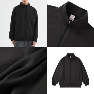 Vente en gros de vestes décontractées pour hommes de haute qualité 300G, col montant, fermeture éclair, sweat à capuche ample, logo personnalisé, poche, unisexe, automne-hiver - Product Image 4