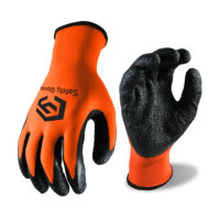 Guantes de Trabajo Recubiertos de Látex Natural Baratos CY, Guantes de Seguridad Industriales de Poliéster 13G para Trabajos de Construcción EN388, Guantes Resistentes