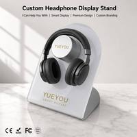 Support d'affichage pliable pour casque en acrylique dépoli avec crochet rotatif à 360°, base métallique stable, logo personnalisé, pour casque supra-auriculaire