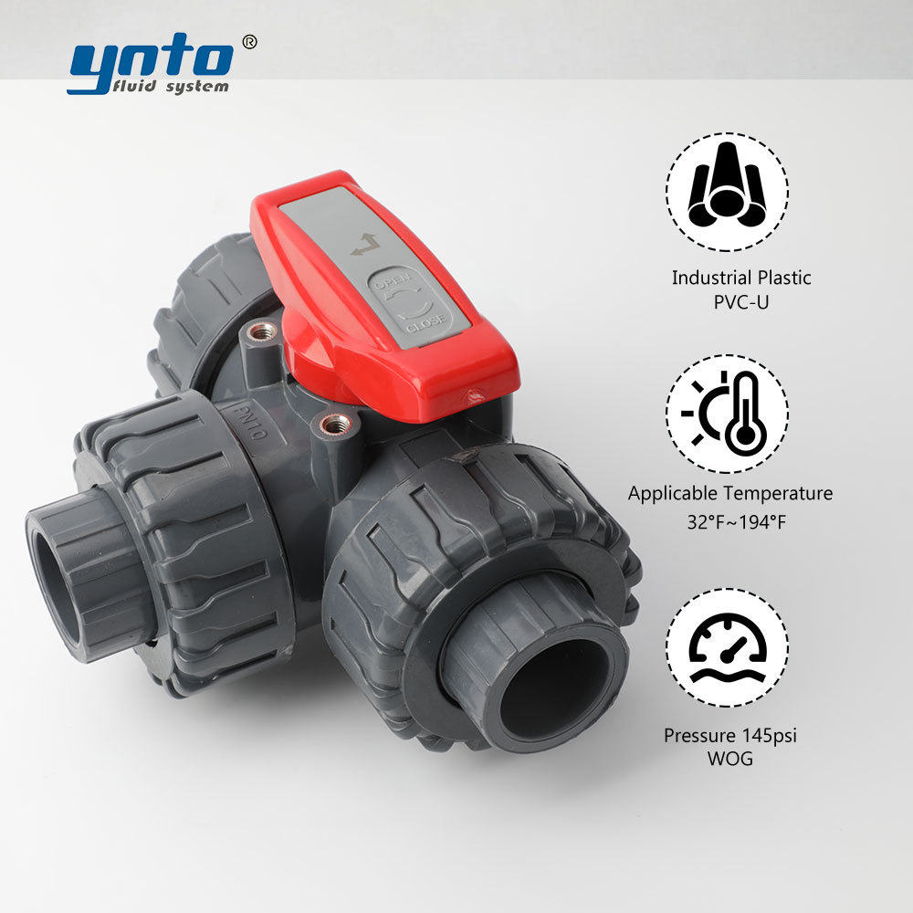 Industrial Water Treatment Industry Pvc True Union Manual 2 Inch 3 Way Ball Valves Manufacturer Corrosion Resistance · image 2