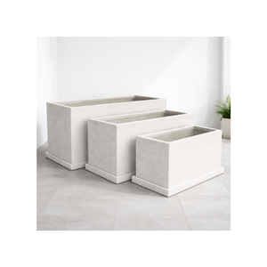 Ensemble de jardinières modernes en fibre de verre, prêtes à être expédiées, à plusieurs niveaux, rectangulaires, pour fleurs, décoration de jardin extérieur et patio - Product Image 1