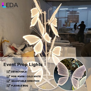 LEDA encantador LED mariposa soporte fiesta ACCESORIOS 4 cabeza ajustable amarillo Rosa Blanco mariposa luz para decoración de boda - Product Image 2