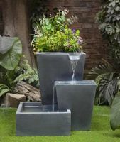 Fuente de agua de cascada rectangular de tres niveles, decoración para el hogar, interior y exterior