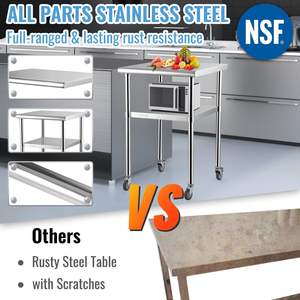 DB Wholesale 24 X 24 X 36 Inch <b>Stainless</b> <b>Steel</b> Prep <b>Table</b> 600lbs Load Capacity Adjustable Heavy Duty Metal Kitchen Furniture - Product Image 2