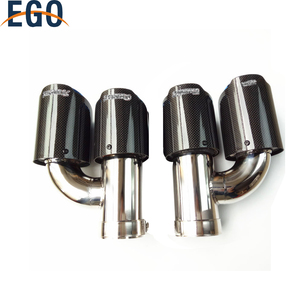 NOUVEAU H Style AK logo Double Embout d'échappement en fibre de carbone Embout de silencieux en acier inoxydable pour Audi A4 A5 A6 A7 Modifié à <span class=keywords><strong>B8</strong></span> S4 S5 S6 S7 - Product Image 1