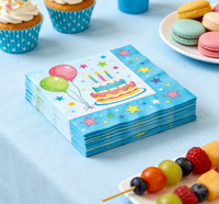 Serviettes en papier jetables bleues pour fête d'anniversaire, décoration de table festive, serviettes imprimées Joyeux Anniversaire, fournitures pour fête d'anniversaire de garçons