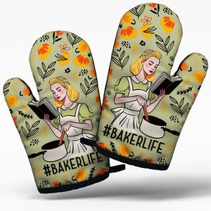 Ensemble de gants et de maniques de cuisine en silicone personnalisés avec sublimation, qualité alimentaire, résistants à la chaleur, compatibles lave-vaisselle - Product Image 1